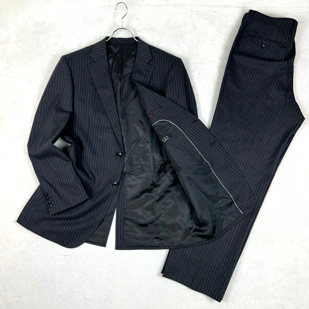 美品☆アニヴェルセル アオキ スーツセットアップ ストライプ 大きい