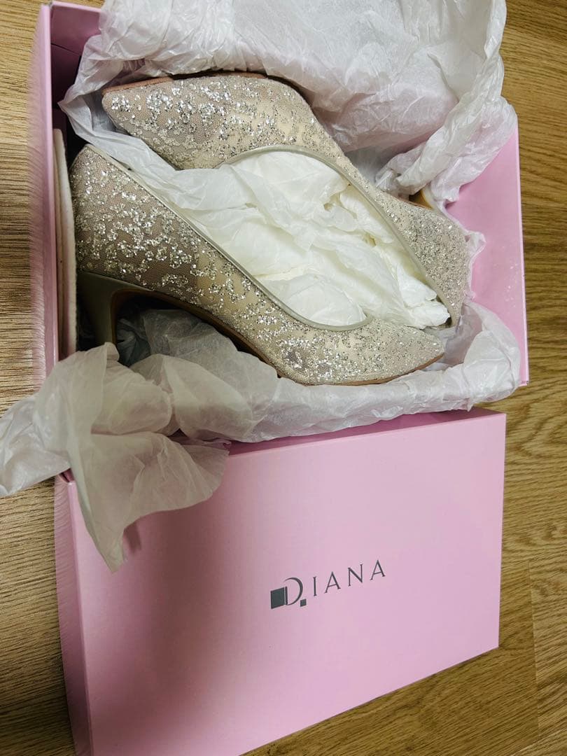 DIANA パンプス 23.5cm プラチナ/グリッターチュール
