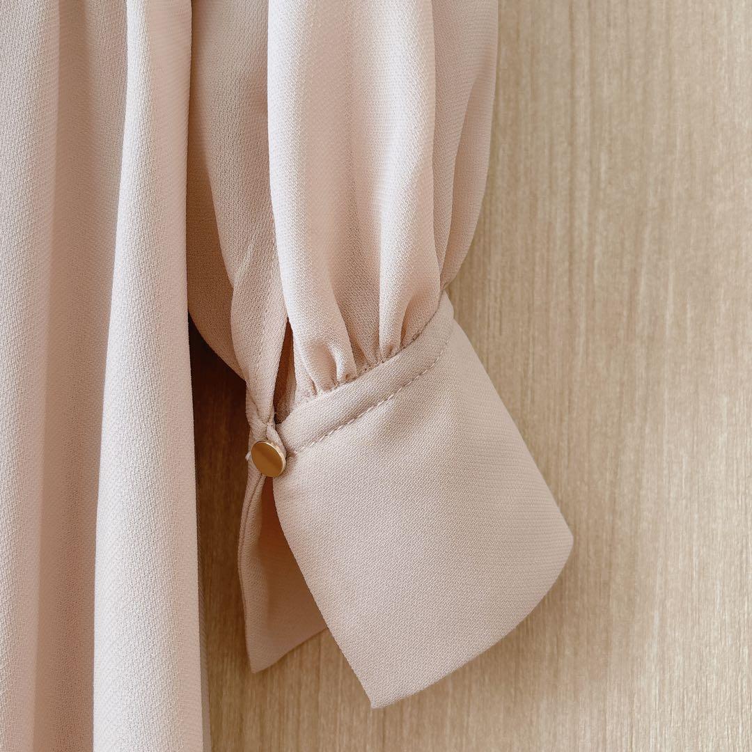 1319】アナイ シアードビーボウタイワンピース ピンクベージュ 36