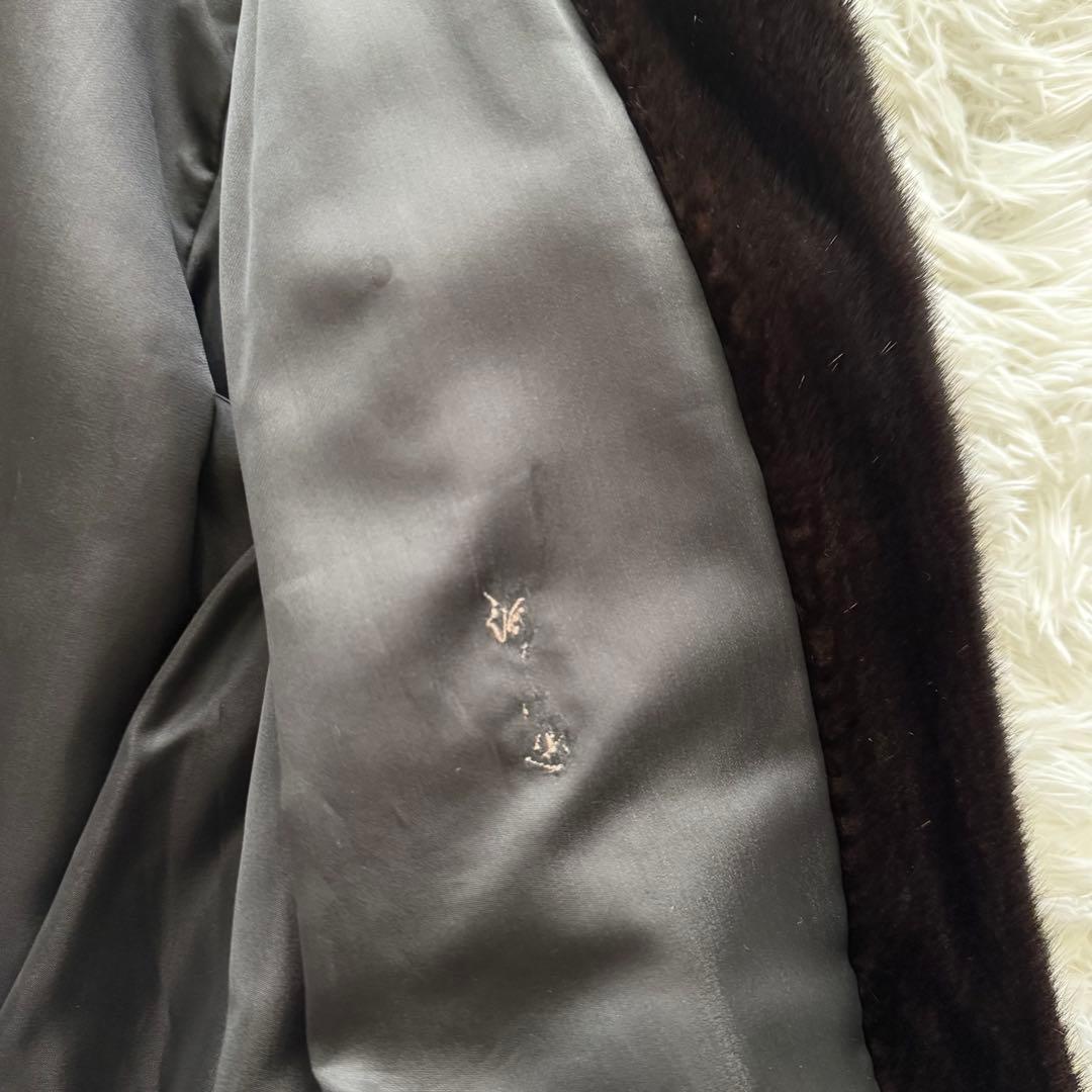 ピエールバルマン】ミンクファーコート 毛皮 リアルファー ダーク