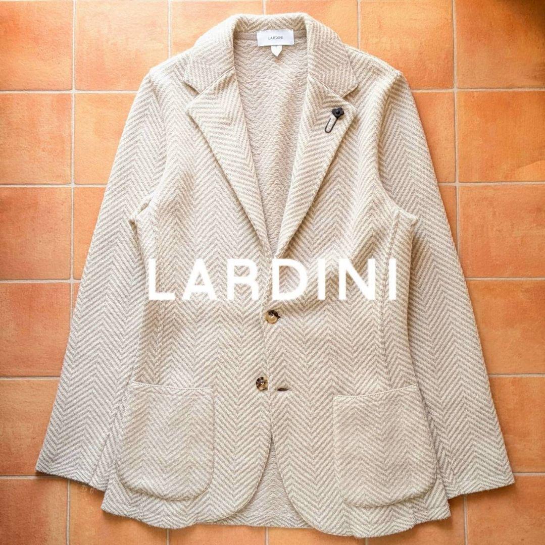 高級アルパカ混】LARDINI ニットジャケット Sサイズ ヘリンボーン