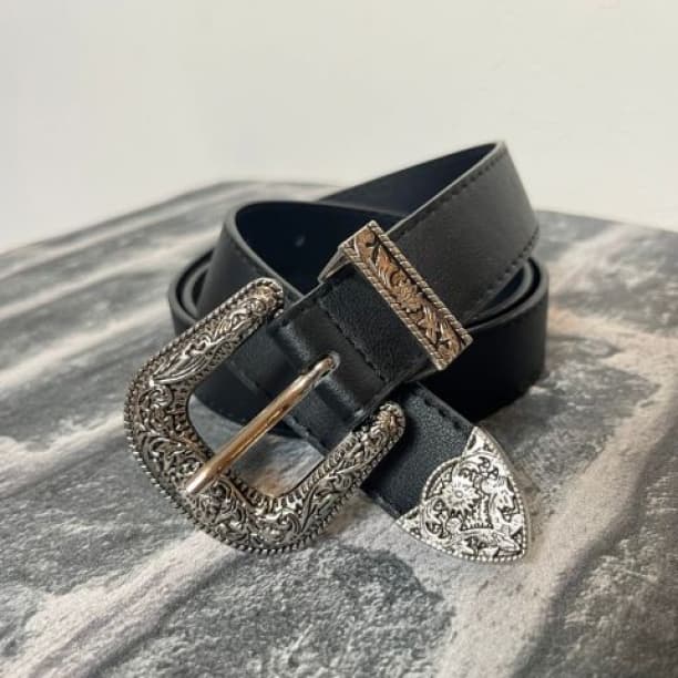 △ウエスタンベルト 黒 ブラック ユニセックス 古着 ストリート Y2K