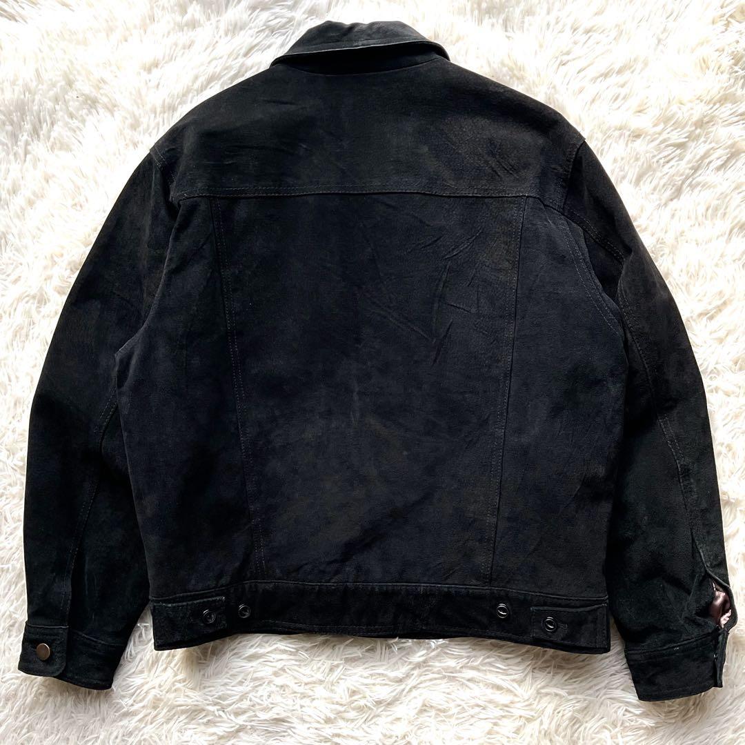 90's✨レザートラッカージャケット 3rd 豚革 黒 スエード M キムタク