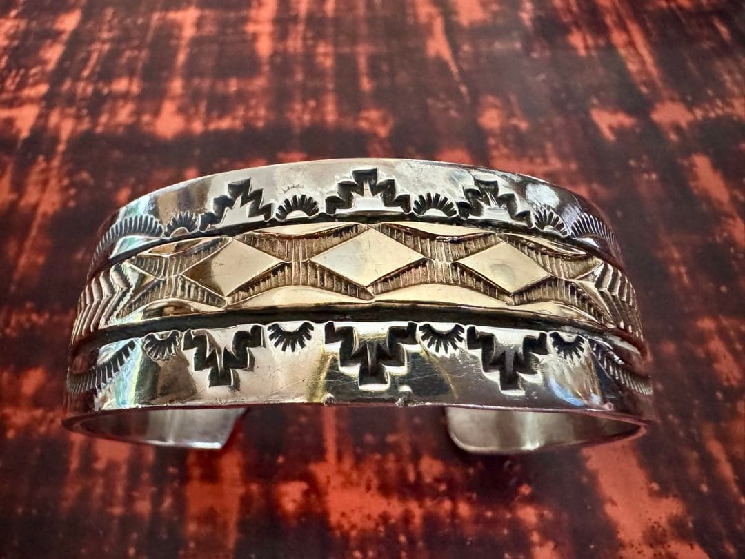 ブルースモーガン バングル 14K レアデザイン 幅広 ワイド 小さめ