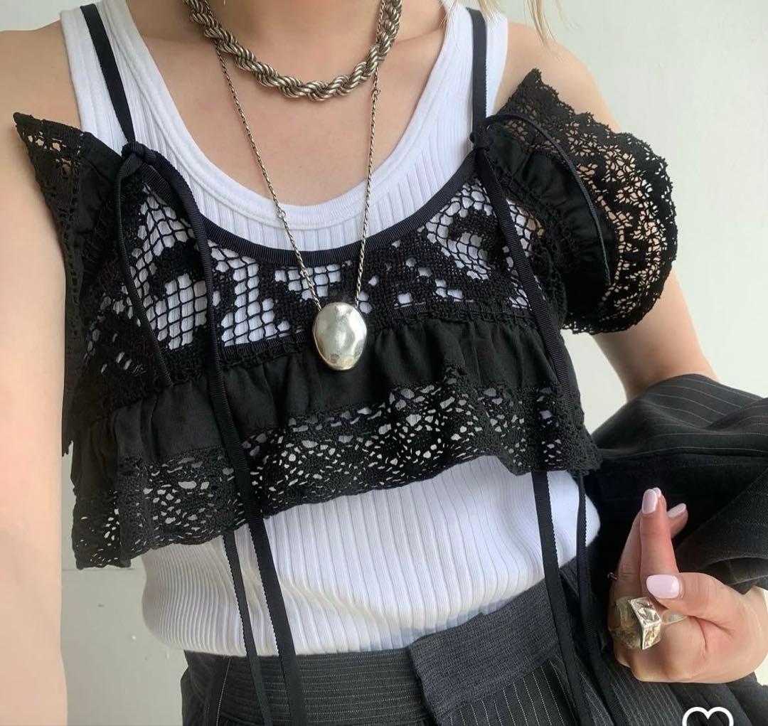 トップス MALION vintage 4way lace camisole Vintage 90's red rayon camisole with lace cutwork details