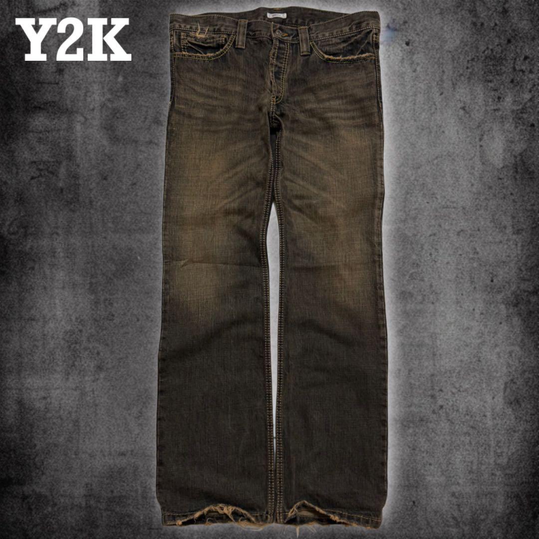 00s archive denim Y2K grunge brown - メルカリ