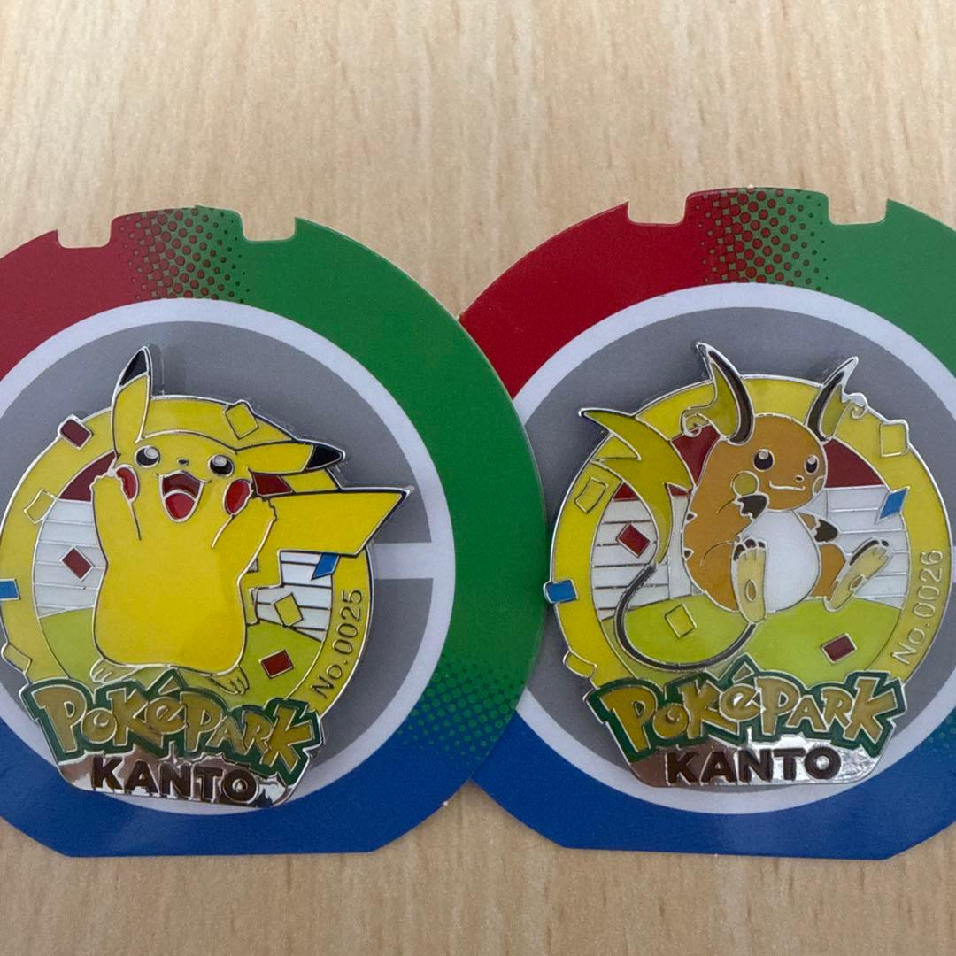 ポケパークカントー ピンバッジ ピンズ ピカチュウ ライチュウ 2個