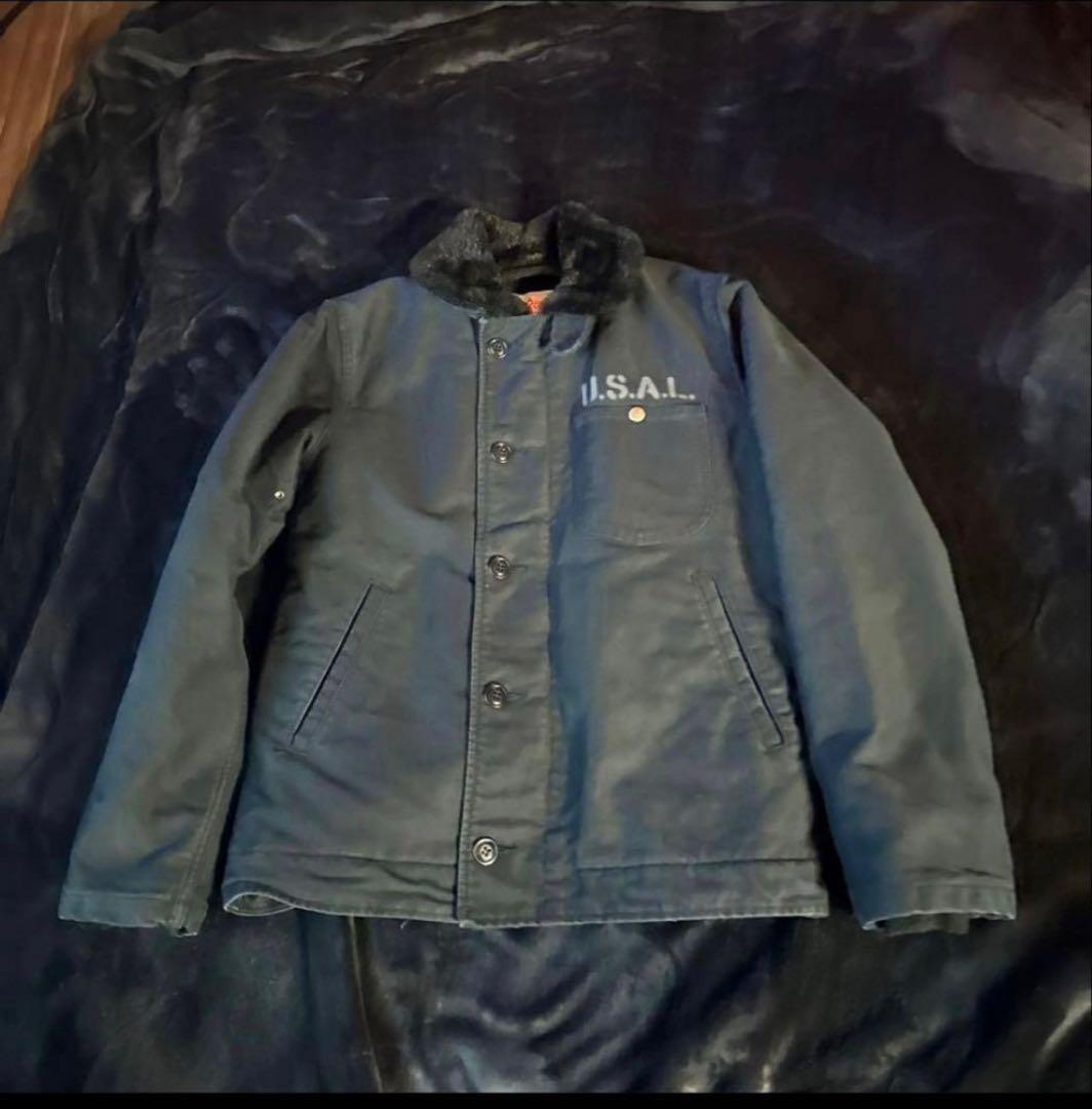 【美品】ALPHA x Lee N-1 デッキジャケット 黒【M】 アルファ×Lee N-1 ミリタリーデッキジャケット【新品・タグ付き