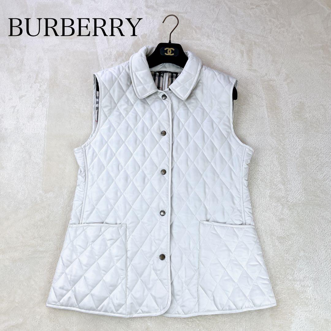 美品✨バーバリー 裏ノバチェック キルティングベスト L 白 襟付き