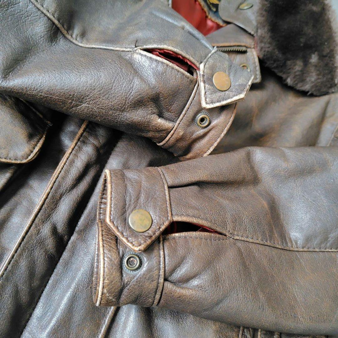 美品☆フライト レザー ジャケット G-1 A-2 2-B ブラウン 本革 ボア