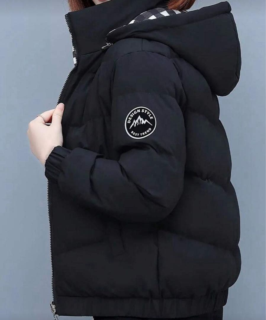 フード付きブラックダウンジャケット M - スノーボード 2026