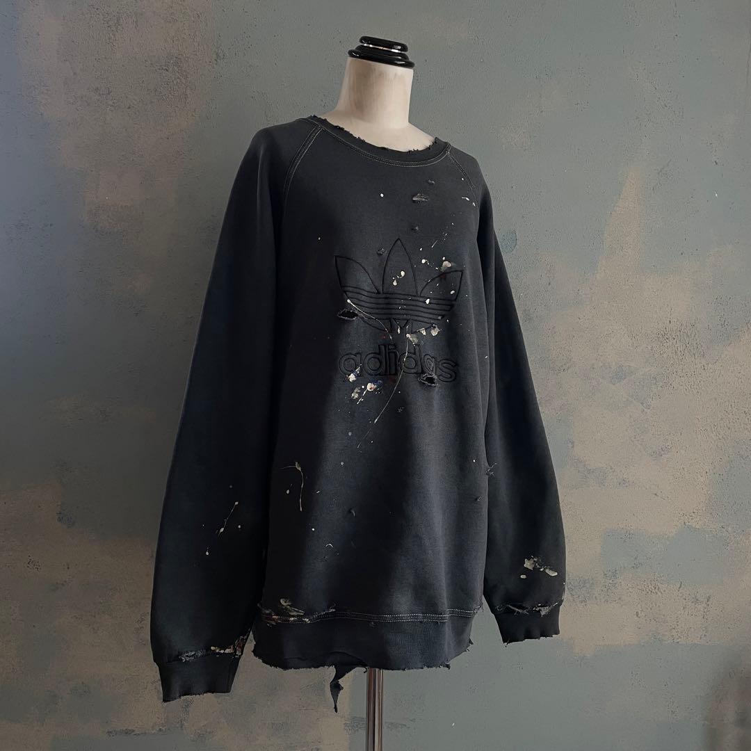 80s old“adidas”後染“ペンキ“grange boro sweat