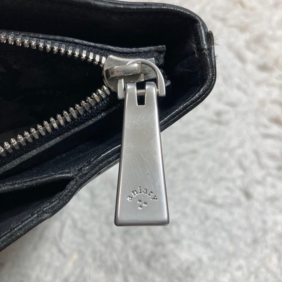 美品 アニアリ トートバッグ A4可大容量 肩掛け可 黒 本革レザー