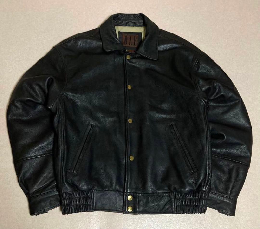 archive 90s DAF レザージャケット スイングトップ 短丈 横幅広め
