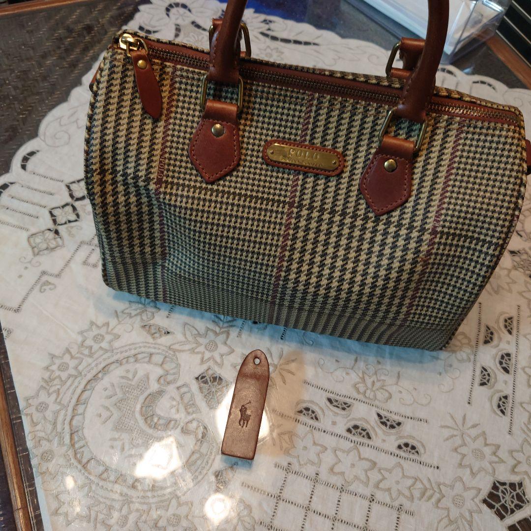 M*g様 ポロラルフローレンミニボストンバッグ　ブラウングレンチェック レディース] ヴィンテージ ラルフローレン グレンチェック柄 ミニ