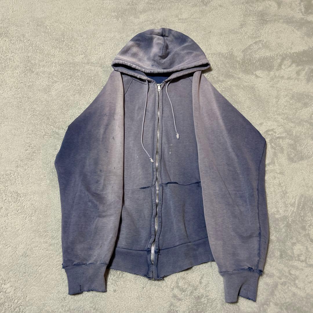 破格】鬼フェード60sスウェット茄子紺フルジップパーカー - メルカリ