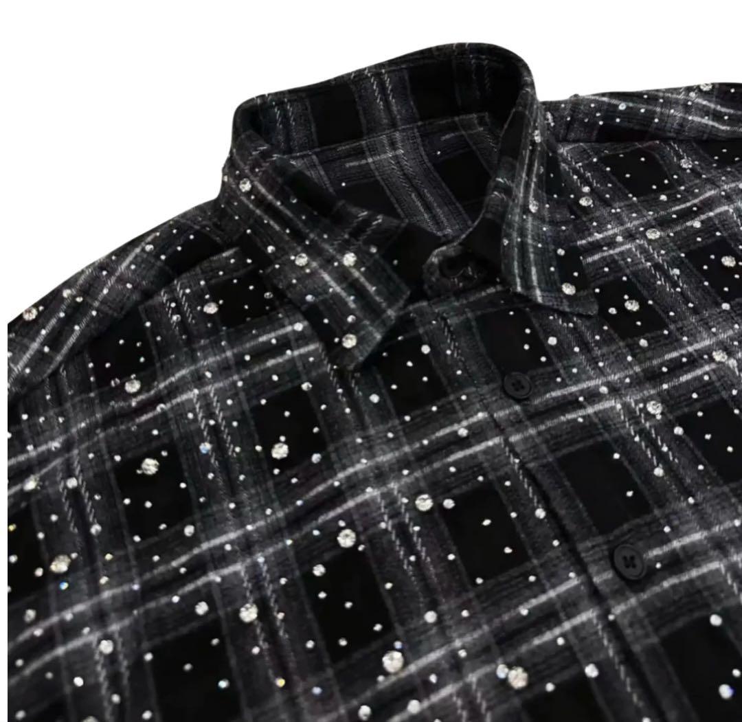 VYBES ラインストーン スパンコール チェック柄 シャツ SECRET好きに