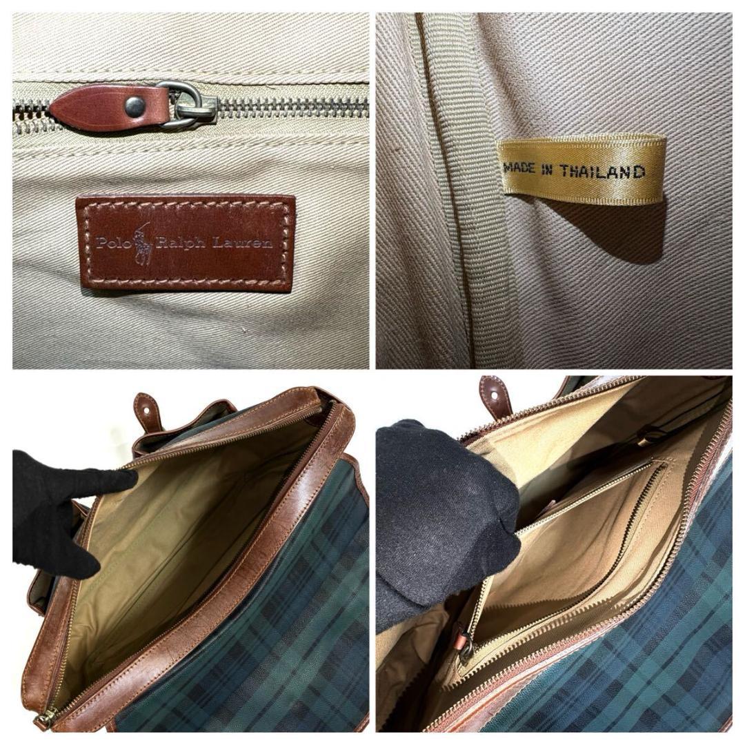 美品】ポロ ラルフローレン PVC レザー メッセンジャーバッグ チェック