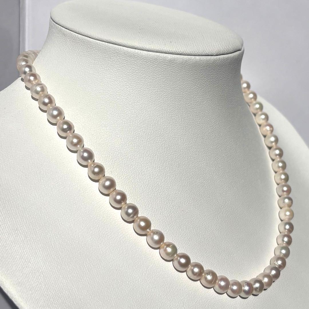 照り良✨干渉色◎上品6.5mmあこや本真珠 パールネックレス SV刻印 冠婚