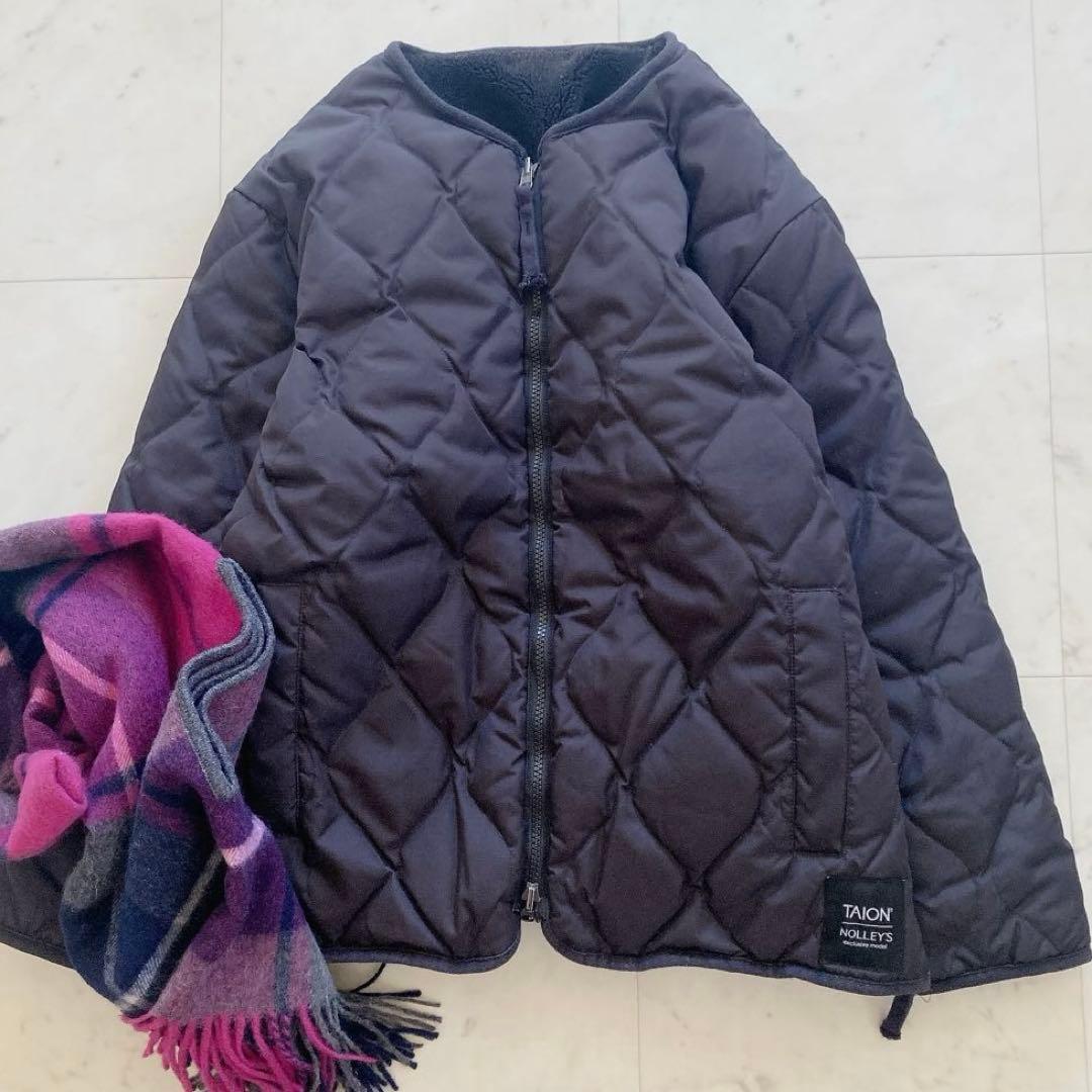 タイオン×ノーリーズ　ミリタリーリバーシブルショートダウン 黒 TAION/NOLLEY'S 別注ミリタリーリバーシブルショートダウン ブラック