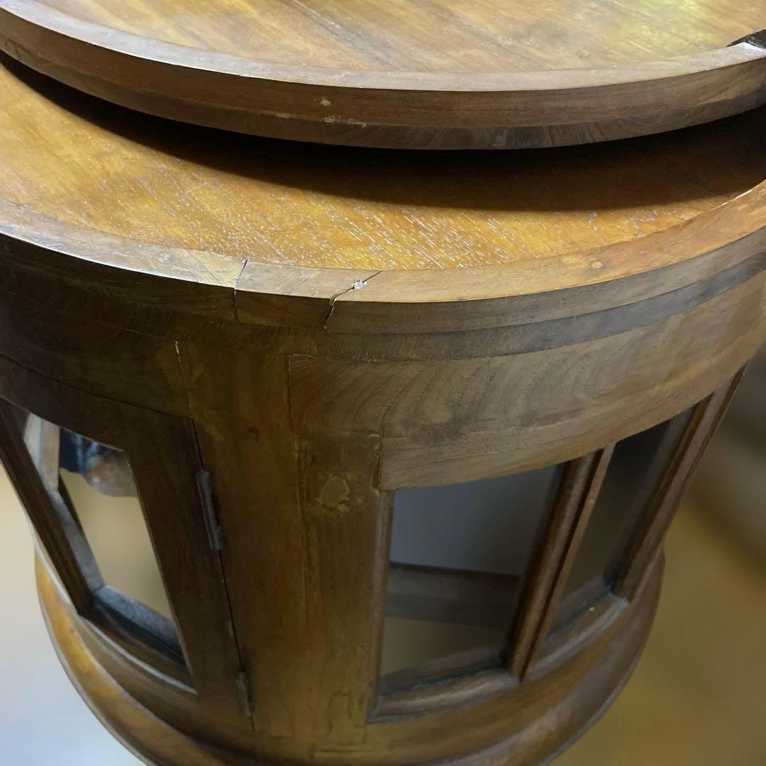 無垢材 イタリアクラシック家具 トレイ付きティーテーブル ガラス