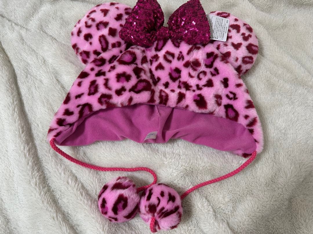 ミッキー耳・ヒョウ柄帽子・ピンク - メルカリ