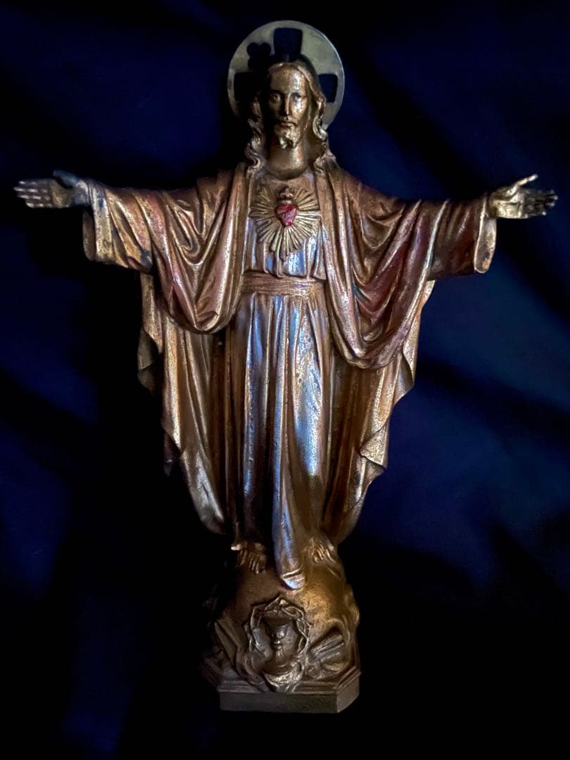 貴重】イエス・キリスト像 ブロンズ像 浄化 聖母 イコン 絵画 アンティーク