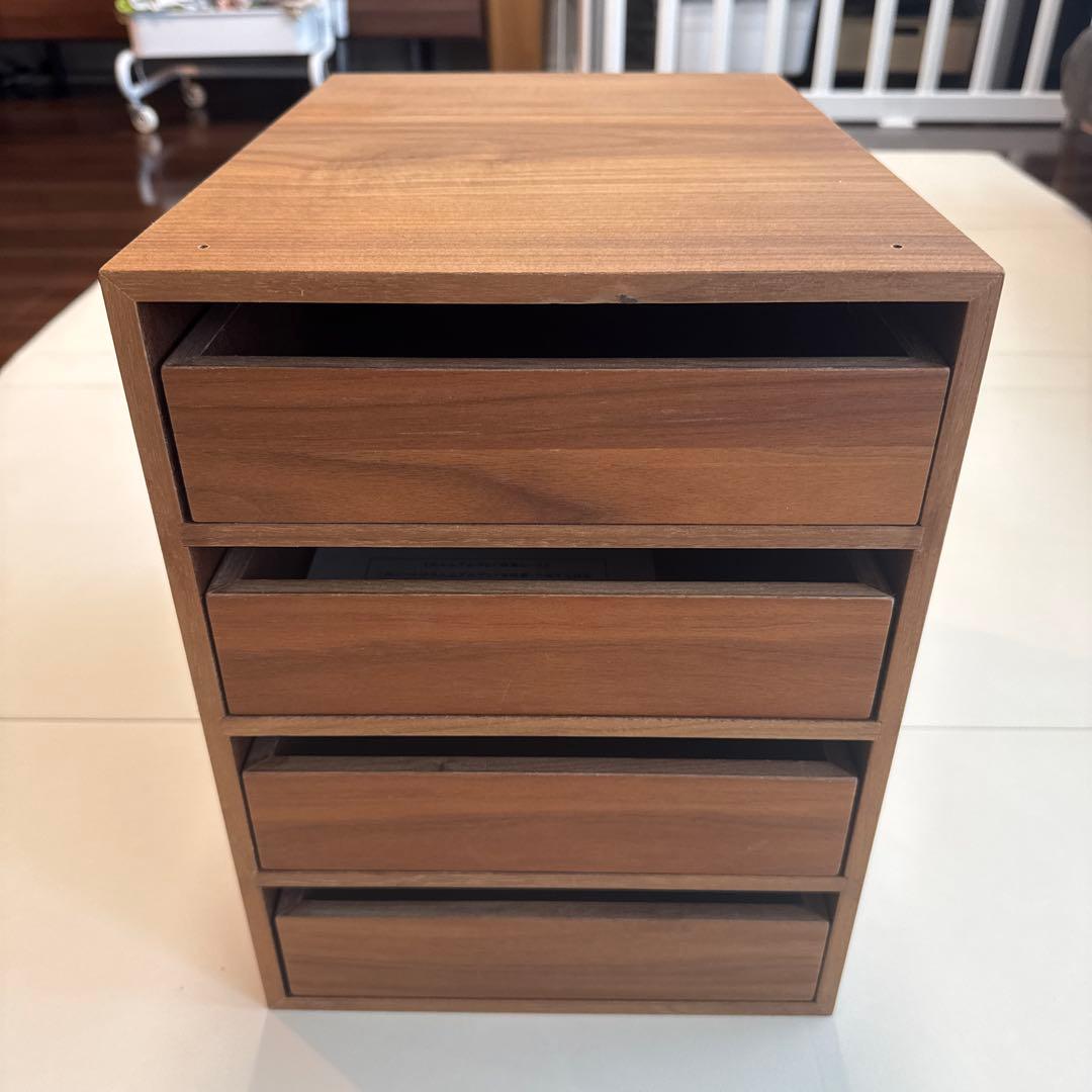 無印良品＊廃盤品】木製収納ケース オーク材引出式4段 ウォールナット