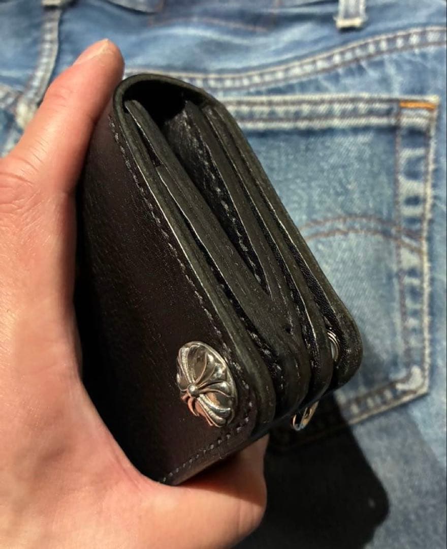 ミドルトラッカーウォレット シルバー925クロスボール シュリンク