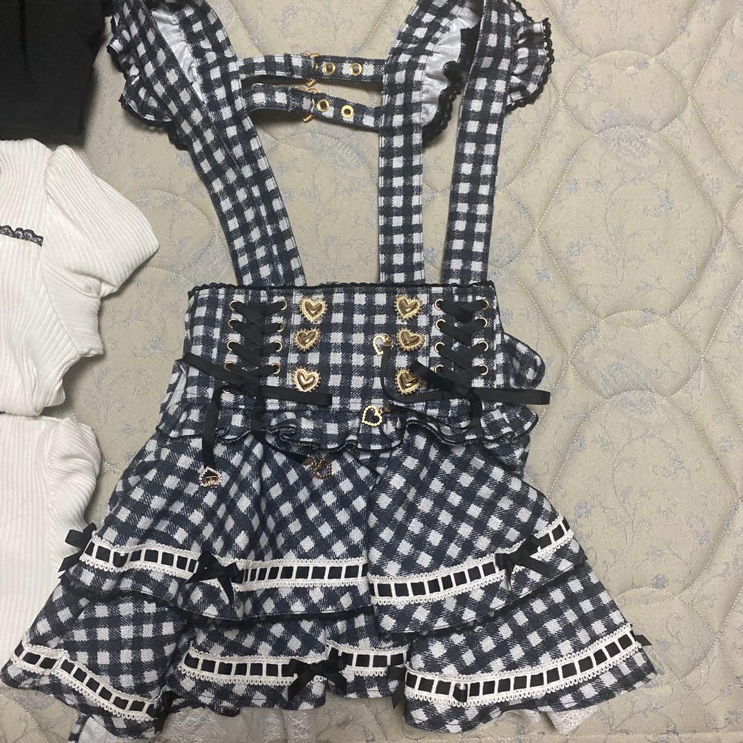 はしごリボンギンガムティアードスカパン ブラック - メルカリ