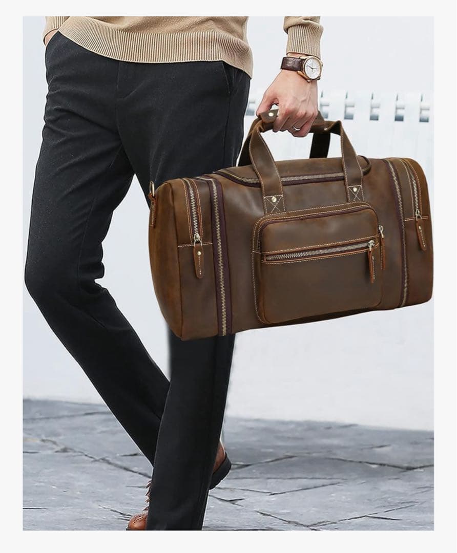 新品未使用】LANNSYNE ダッフル（ボストン）バッグ 拡張可能 本革レザー