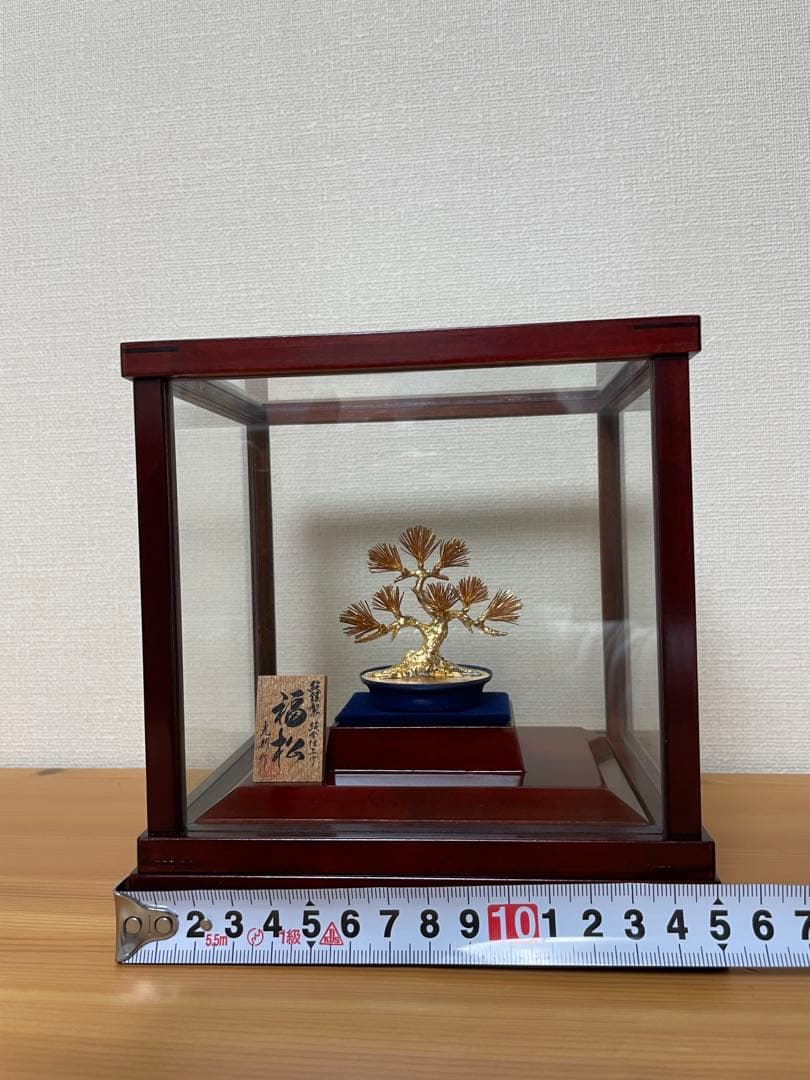 金属製 盆栽風 福松 ガラスケース付き 盆栽 松 9号｜純金製置物/ガラスケース : HIKARI GALLERYヤフー店