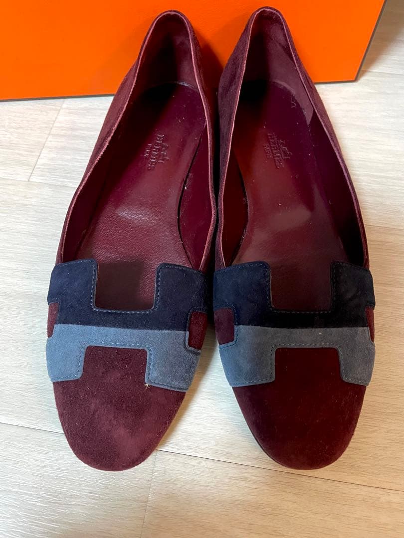 公式 ストアファッション - HERMES スエード ローファー バーガンディ 37.5