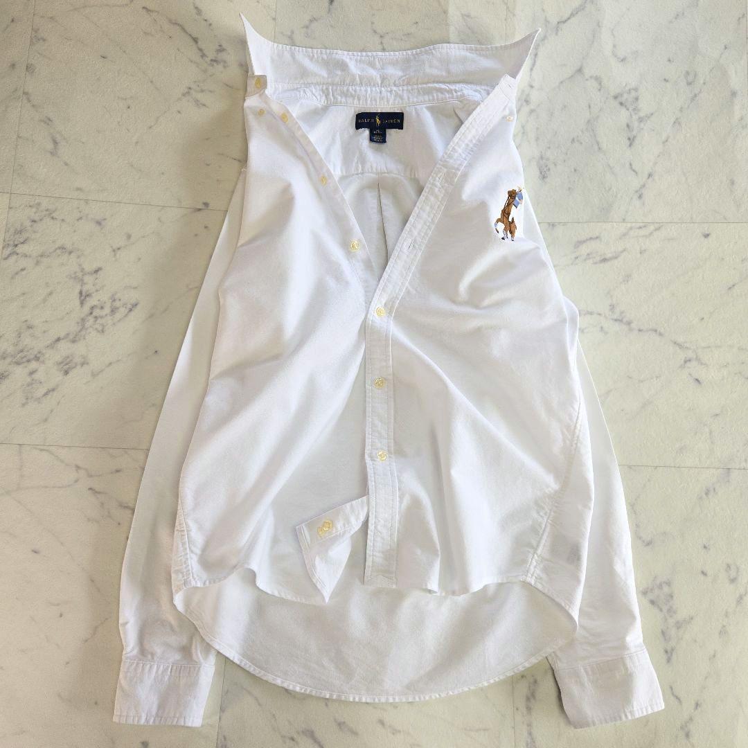 ラルフローレン 長袖シャツ ビッグポニー刺繍 白 ホワイト L相当