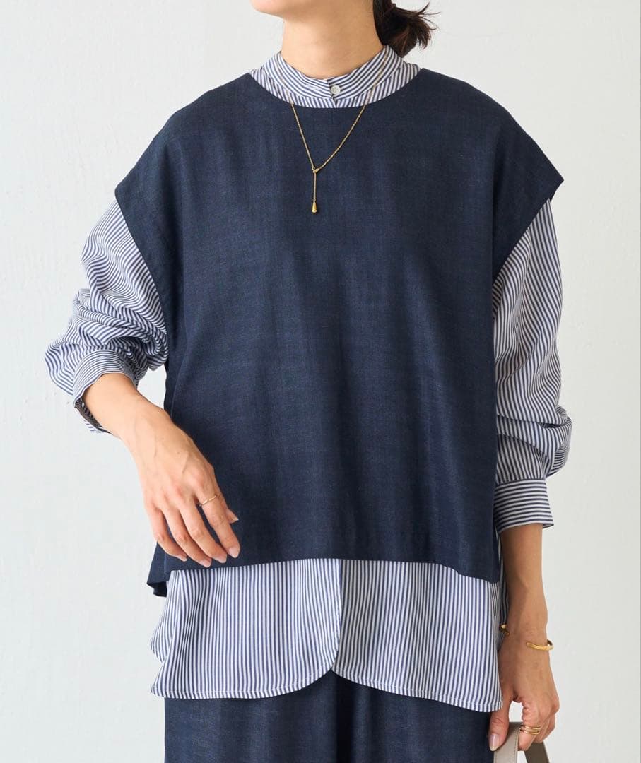 美品】BEARDSLEY ショートベスト インディゴブルー デニム素材ジレ