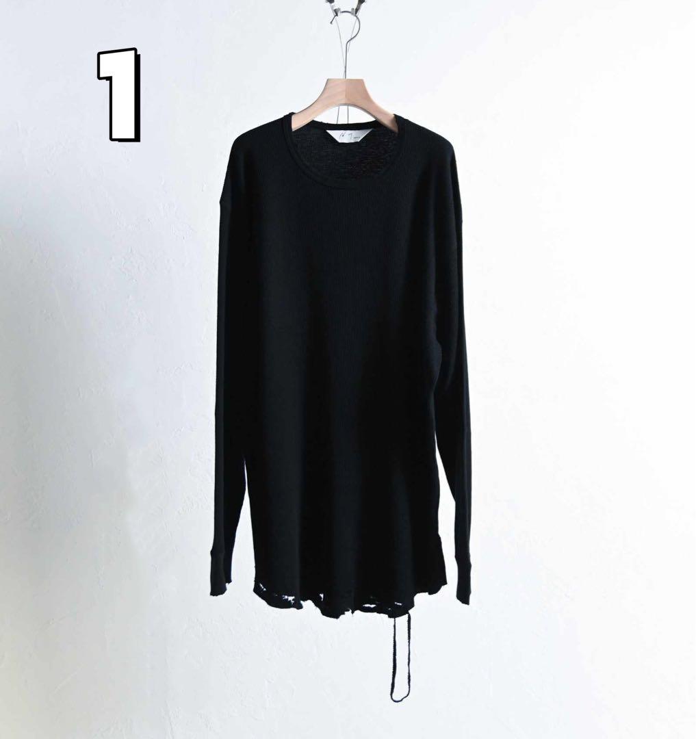 ANCELLM DAMAGE WAFFLE カットソー 長袖Tシャツ 黒 1 - メルカリ