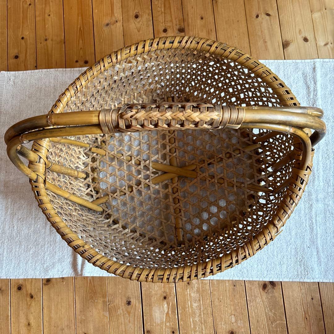激レア 入手困難 根曲がり竹手籠 昭和レトロな逸品 ￼ヴィンテージ