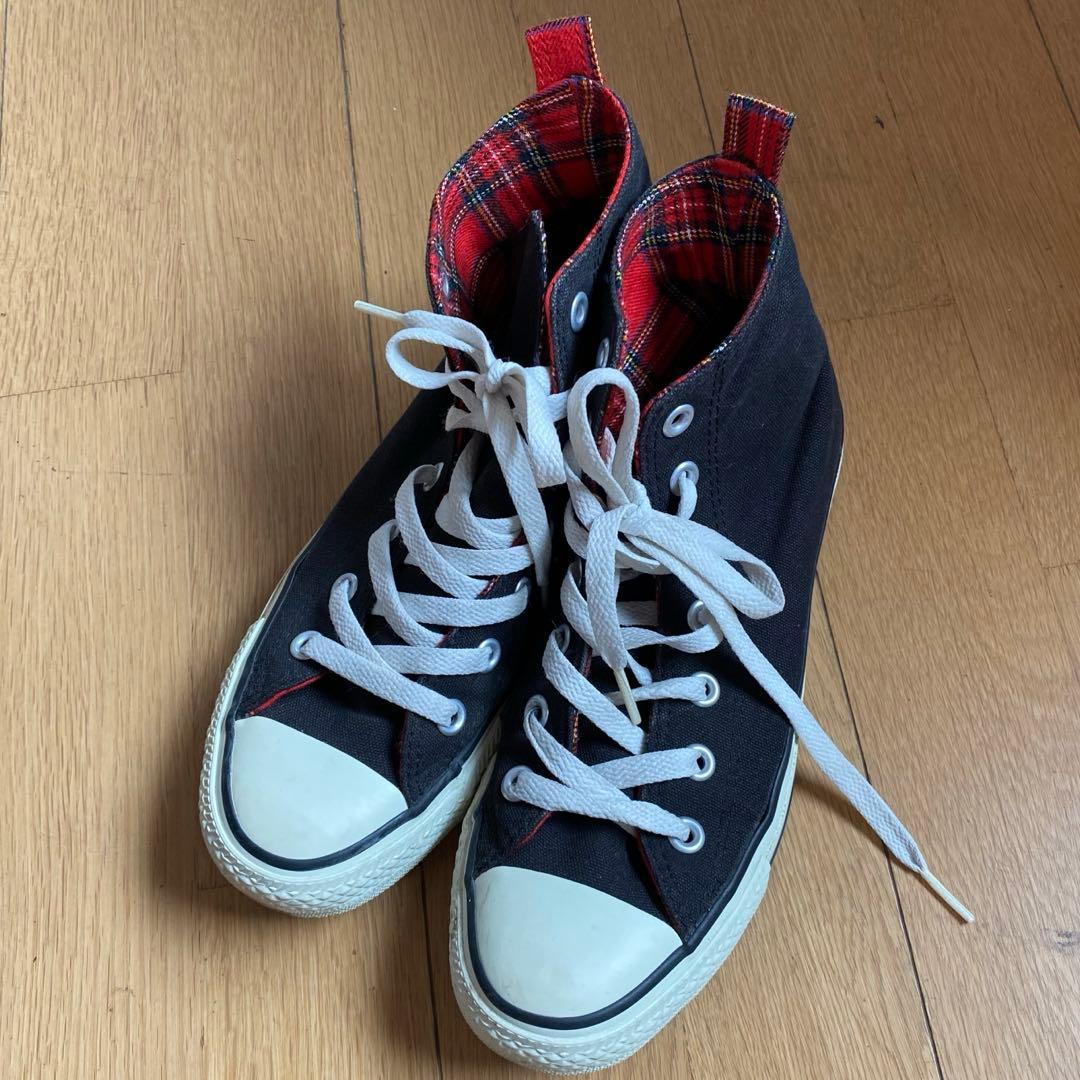 コンバース converse オールスター スニーカー チェック タータン 黒