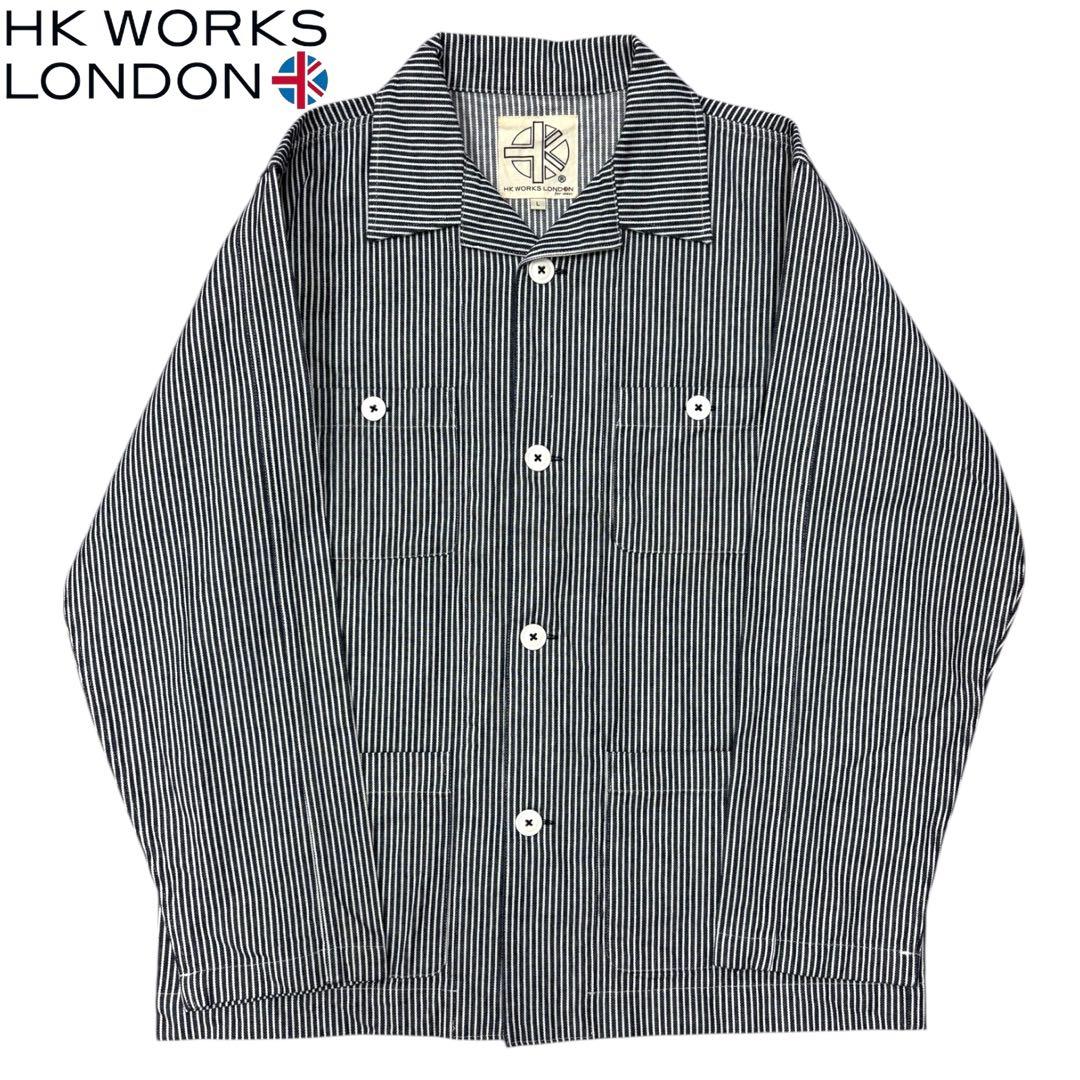 美品】HK WORKS LONDON ストライプカバーオール ネイビー L - メルカリ