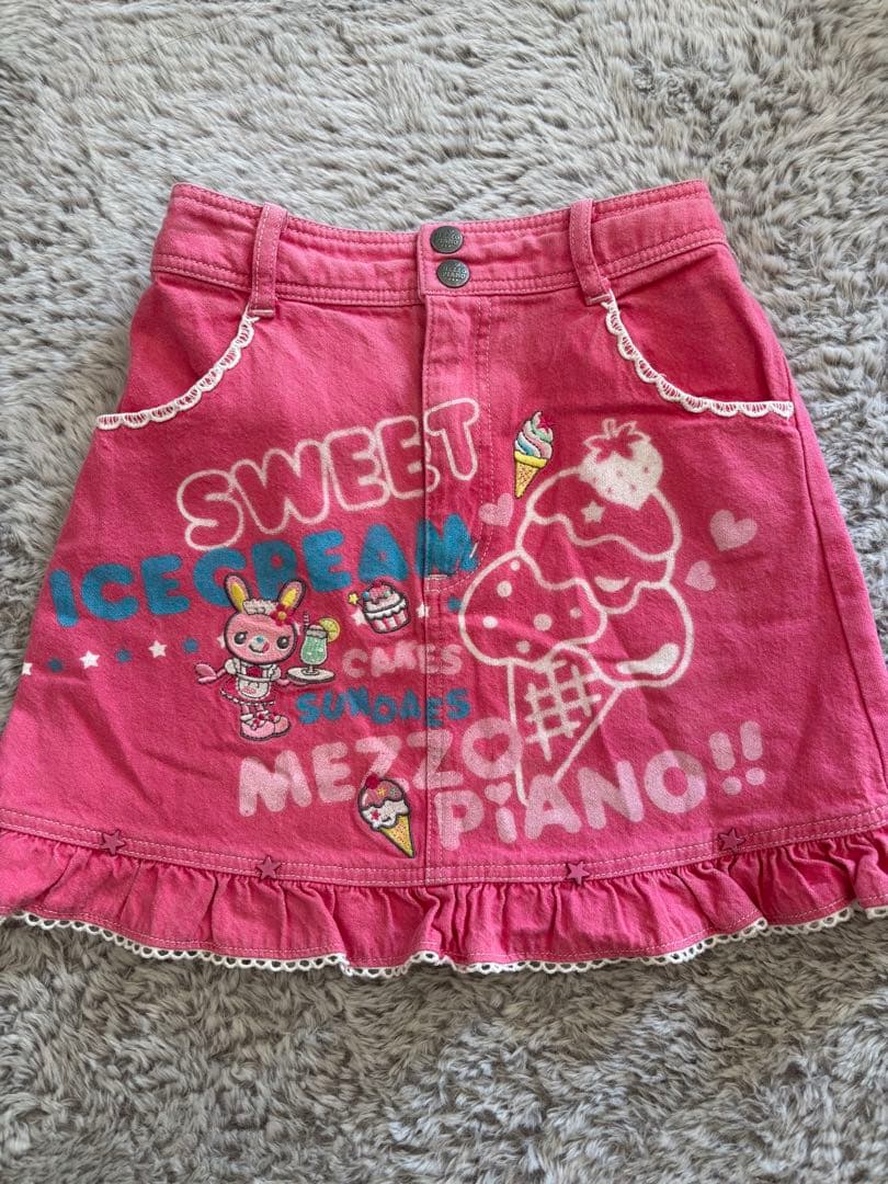 希少レア 当時物 メゾピアノ デニムスカート 平成レトロY2K ピンク