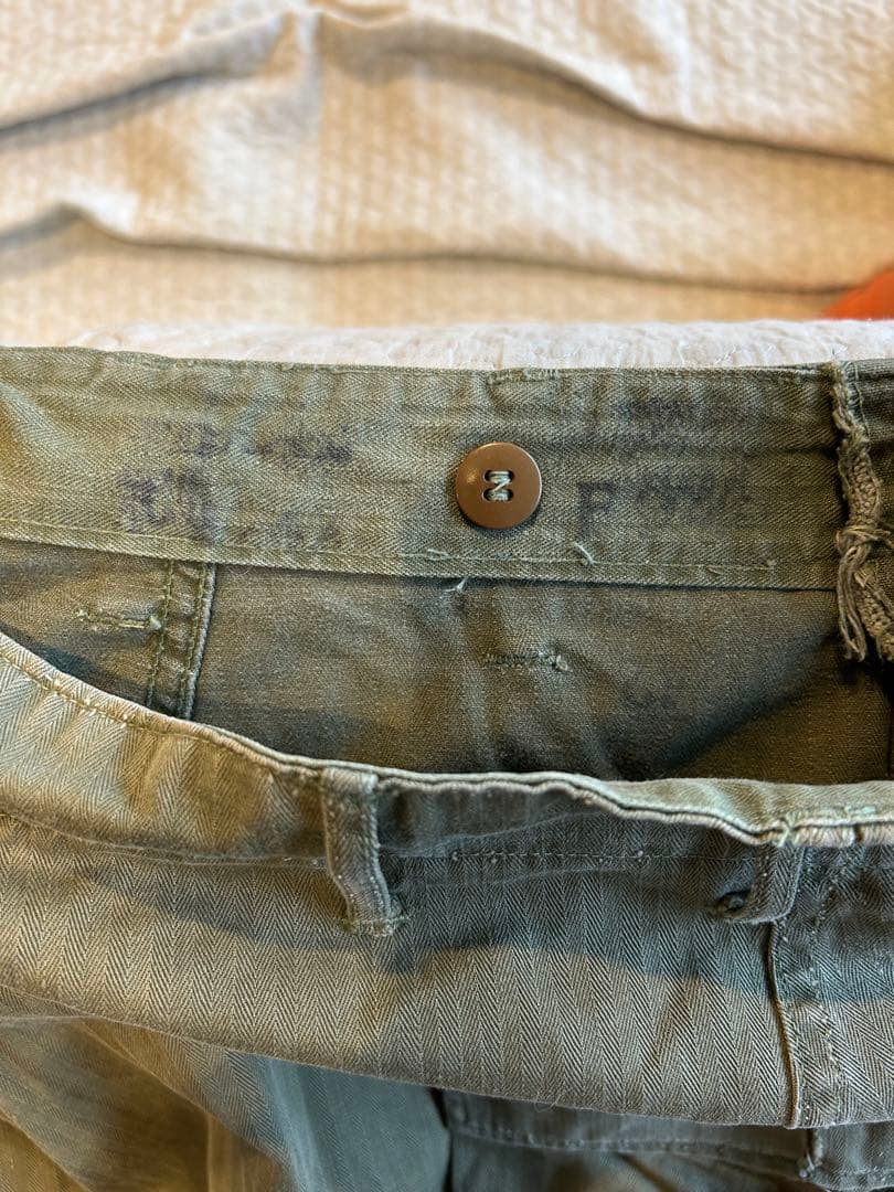 40s 米軍実物 M-43 カーゴパンツ ヘリンボーン HBT U.S.Army