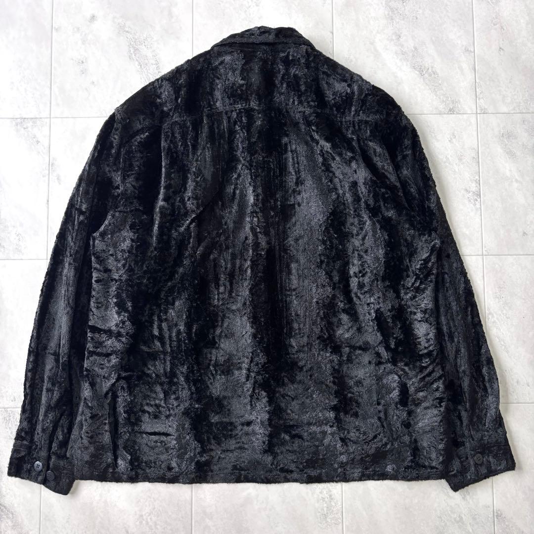 超希少】クリームソーダ レーヨン100% 別珍 開襟シャツ オールブラック