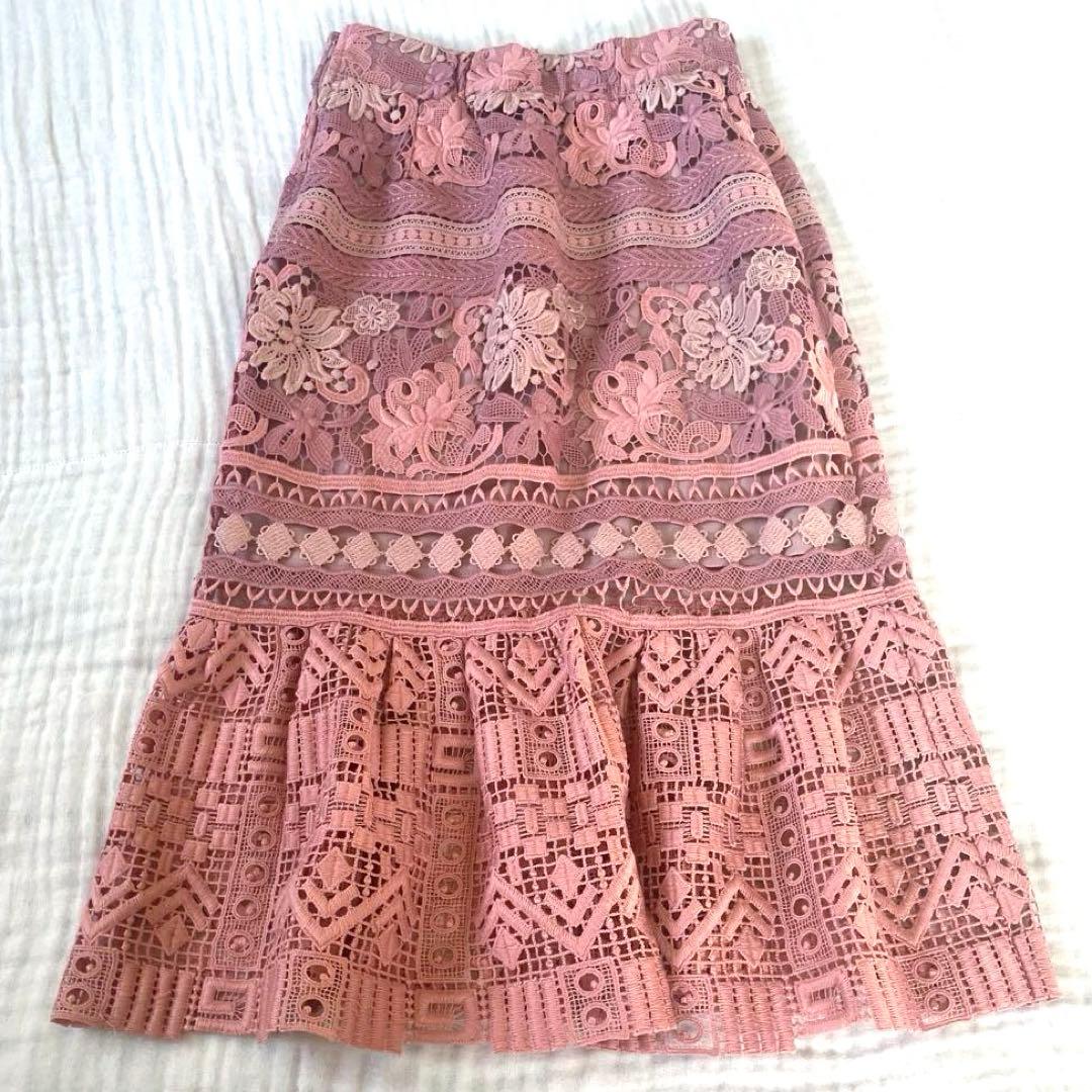 SNIDELレースマーメイドスカート ピンク