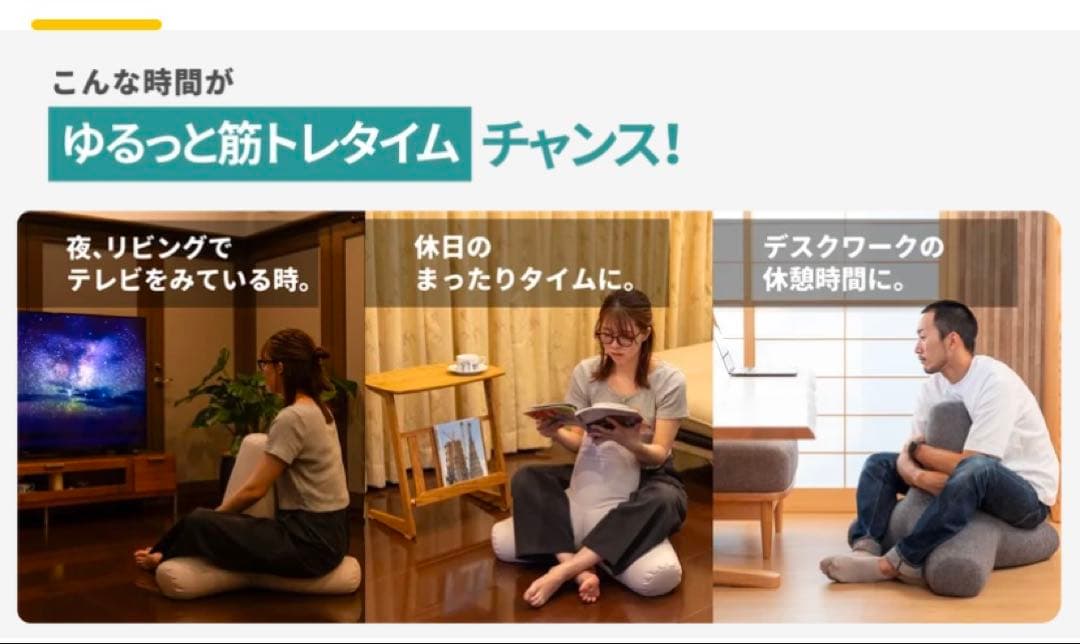 【座るだけで筋肉活動量8倍！】ゆる筋トレビーズクッション -Tetra Hug-