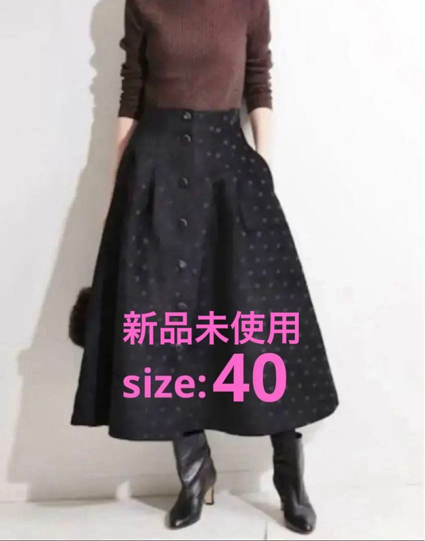 【IENA LA BOUCLE】モールドット ジャガードタックスカート ドットジャガードタックスカート（ロング・マキシ丈スカート）｜IENA