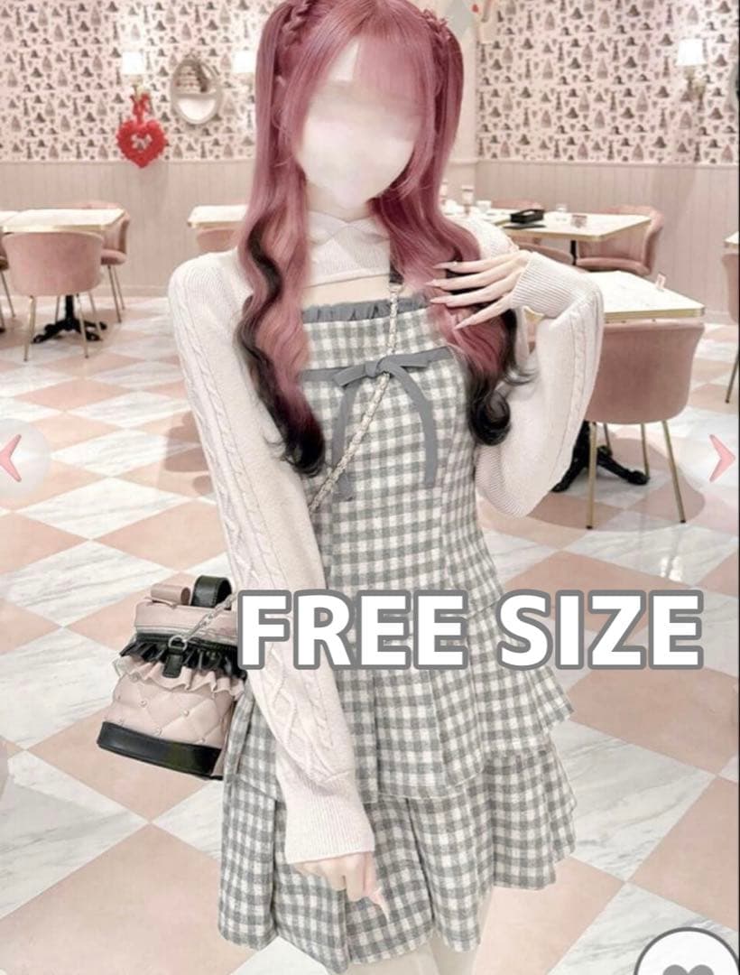 新品未使用】HONEY MEW ギンガムチェックフリルアンサンブルワンピース