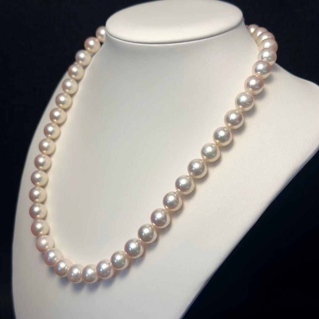 超大珠✨テリ強　K14WG アコヤ真珠　パール　ネックレス 糸替え済 9.5mm