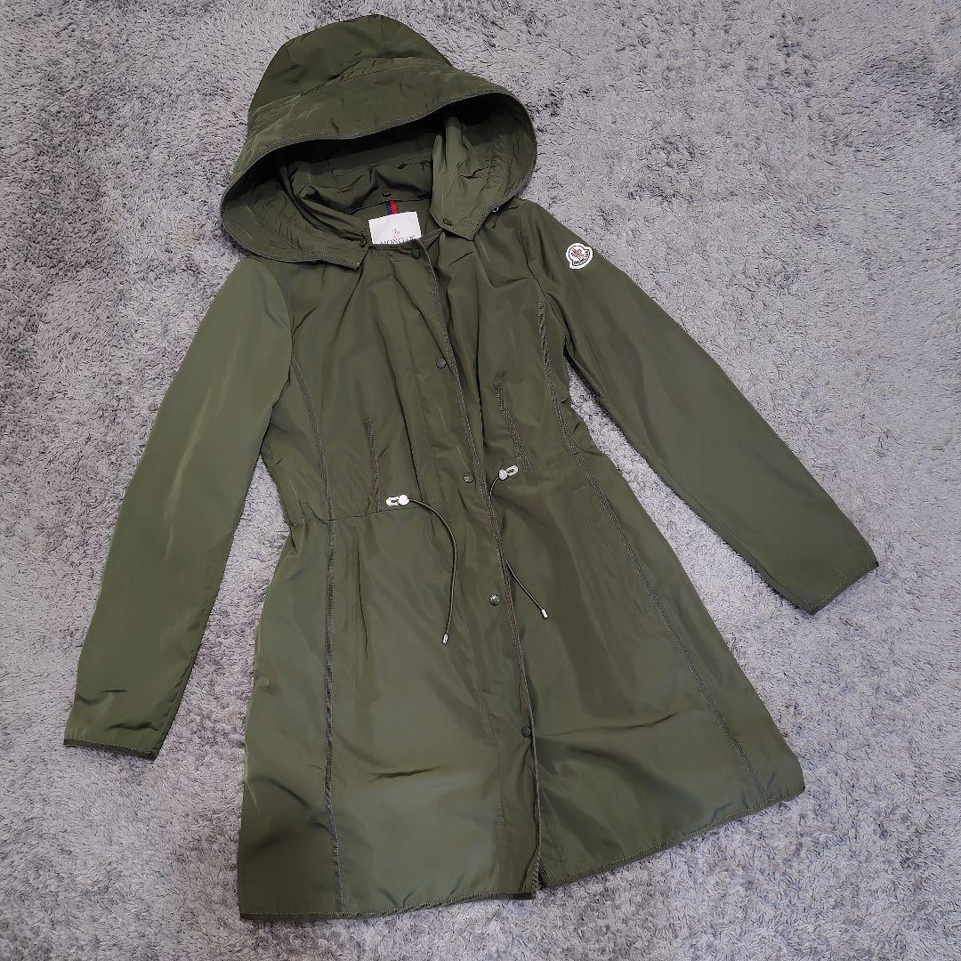 モンクレール Anthemis ナイロンコート フード脱着可 カーキ 1 良品