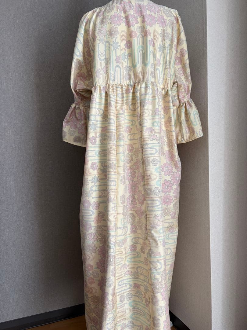 ☆着物リメイク☆ 色大島紬 フリル袖のゆったりワンピ 河面の桜 - メルカリ