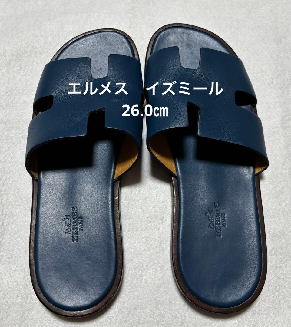 値下げ　HERMES エルメス イズミール メンズサンダル ネイビー 紺 ネイビー（紺）系 HERMES Izmir(エルメス イズミール) サンダル(メンズ